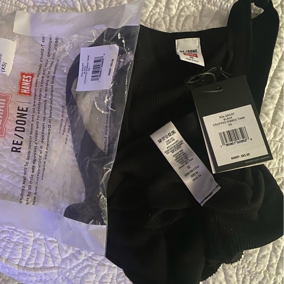 Re/Done X Hanes Crop Tank, made in USA, black, XS - Picture 8 of 15